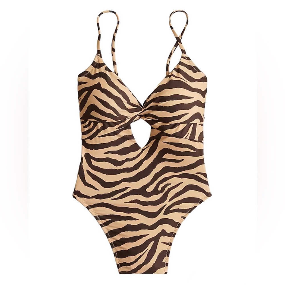 J Crew Front-twist one-piece in zebra stripe Size 22